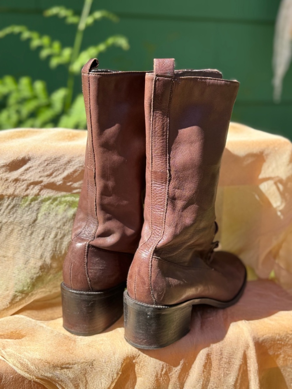 Nine West Brown Leather Lace Up Heeled Boots - Picture 8 of 16